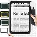 5X Handheld Magnifier for Page Reading - Large Folding Lighted Magnifier with 48 LED Lights (3Modes), Rectangular Handhold Magnify Lens Gifts for Reading Small Prints, Low Vision, Seniors