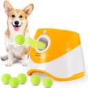SOCO Automatic Ball Launcher for Dogs, USB Rechargeable with 3 Distances (10/20/30 ft), Safety LED Indicator, Include 6 Tennis Balls, Indoor/Outdoor Fetch Toy for Small/Medium Dogs