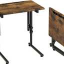 Adjustable Folding TV Tray Table,TV Dinner Small Foldable C-Shaped End Table for Eating,6 Height Adjustable Slide Under Couch Side with Sturdy MDF Top,No Assembly, (Brown)