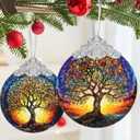 Stained Glass Ornaments, 2025 Christmas Ornament, Christmas Tree Ornament, Heirloom Keepsake, Gift Exchange, Gift Idea - Tree of Life