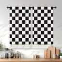 Black and White Checkered Kitchen Curtains 27.5Wx39H Inch Rod Pocket Short Small Kids Plaid Bathroom Window Curtains Checkerboard Door Curtains 2 Panel Window Treatment Set for Living Room