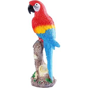 Resin Parrot Statue Fake Bird Tropical Decor Macaw Figurine for Tiki Bar Accessories Pool Decorations Outdoor Patio Paradise Garden Poolside Lanai and Indoor Desktop Display
