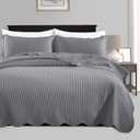 IR Imperial Rooms Queen Quilt Bedding Set Size (90" x 96") + 2 Pillow Shams (20" x 26"+ 2") - 3 Pcs Summer Season Lightweight Reversible Microfiber Coverlet Embossed Quilt Bedspread (Grey)