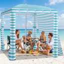 Umineux Beach Cabana - 6FT Beach Canopy with Side Wall, Easy Setup Beach Tent Sun Shelter, Waterproof Tent - Portable Shade for Whole Family (Green Stripes)