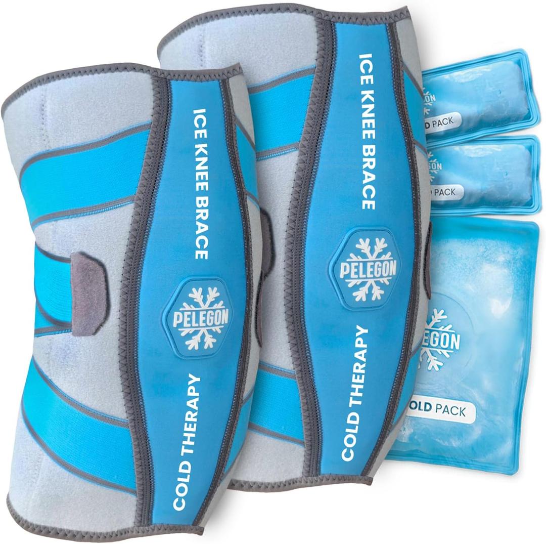 Knee Ice Pack Wrap - Adjustable Ice Pack for Knees Surgery, Replacement, Arthritis Pain, ACL, Sports Injuries, Post Surgery, for Long Duration - 2 Pack (Blue)