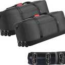 Finnhomy 120L Foldable Rolling Duffel Bag with 3 Wheels, Light Weight Travel Duffel bag with Large Loading Capacity, 32'' Rolling Duffel bag with Shoulder Strap (Black-2pk)