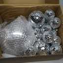 54 Pcs Disco Ball Hanging Decor - Mini Silver Mirror Ball Cake Topper for 74s Themed Party, Wedding, Christmas Supplies (321.2 In, 172 In, 43.2 In, 15.9 In)