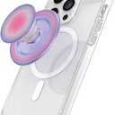 PopSockets Phone Grip for MagSafe with Kickstand, Magnetic Stand, Swappable Top, Secure Hold for iPhone MagSafe Cases, Phone & Tablet Grip, Cute PopSockets, Pink, Purple - Aura