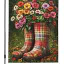 Boots And Plants Garden Flag 12x18 Inch Double Sided All-Weather Polyester Outdoor Flag For Patio Lawn Yard And Garden Welcome Decor