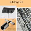 Black Hanging Kitchen Island Modern Concise Crystal Pendant Light Fixture, Adjustable Mini Crystal Pendant Lights Kitchen Island for Kitchen, Dining Room, and Bedroom (3 Pack)