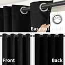 BGment Thermal Insulated 100% Blackout Curtains for Bedroom with Black Liner, Double Layer Full Room Darkening Noise Reducing Grommet Curtain (38 x 63 Inch, Black, 2 Panels)