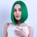 PATTNIUM Green Wig for Women Green Bob Wig Dark Green Wigs Short Straight Bob Middle Part Heat Resistant Synthetic 12 '' Wigs