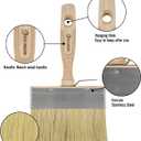 ROLLINGDOG Deck Stain Brush Set - Limewash Brush Wood Handle Large Deck Brush Applicator for Wall, Wood, Fence, Floor Painting(70mm 120mm 150mm)