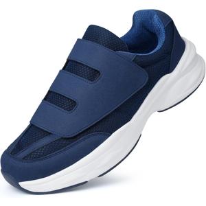 Ortho + Rest Men Diabetic Walking Shoes Swollen Feet Shoe with Adjustable Closure (12, Navy)