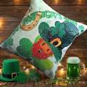 4 x St. Patrick's Day Glitter Sequin Pillow Cover 16x16 Inch - Reversible Sparkle Sequined Cushion Case for Irish Holiday Home Party Decor (Leprechaun)