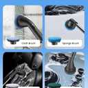 Leebein Electric Spin Scrubber, Cordless Cleaning Brush for Bathroom Shower Tub, IPX7 Waterproof Power Scrubber with 7 Brush Heads, Extendable Long Handle and 2 Speeds Scrubber for Bathtub Floor