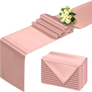 Rose Gold Table Runner 12x108 Inch - 12 Pack Satin Table Runners, Smooth Table Runner for Party Wedding Banquets Birthday