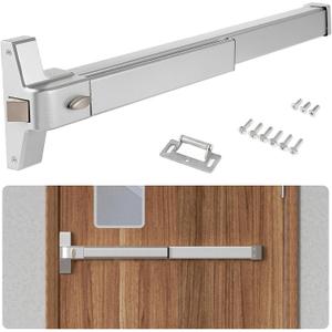 BEAMNOVA Commercial Door Panic Exit Device Push Bar Metal Universal Emergency Hardware Parts Gate Lock Roller Strike Plate End Cap, Metallic for 27.5 to 41 inch Wide Doors
