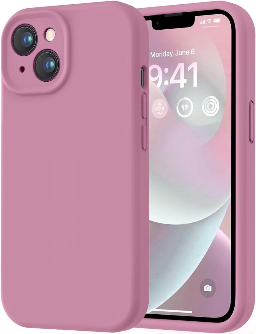 LOVE 3000 Designed for iPhone 14 Case, Premium Silicone with [Soft Anti-Scratch Microfiber Lining] Shockproof Protective Phone Case for Men Women Girls 6.1", Lavender Purple