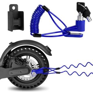 Ainiv Disc Brake Lock, Anti-Theft Cable Lock for E Scooter, Bike, Electric Bike, Skateboards, Strollers, Lawnmowers - Waterproof 5FT /12mm Cable with 2 Keys - Blue