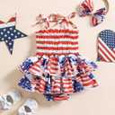 Noubeau Toddler Baby Girl 4th of July Dresses Independence Day Outfit Kid American Flag Stars Stripes Patriotic Dress Clothes