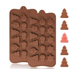 Mini Christmas Silicone Molds, 16 Cavities Christmas Molds for Making Chocolate/Candy/Fondant/Gummy, 2 PCS Food Grade Candy Mold for Fruit Snack/Snack Biscuits/Xmas Decorations