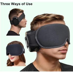 Ear Muffs Eye Mask for Sleeping Set Noise Reduction, Noise Cancelling Earmuffs 3D Light Blocking Sleep Mask Set (Black Eye Mask (Sponge Pad), 26in Band (Head Circumference: 22in to 24in)) (1 Count (Pack of 1))