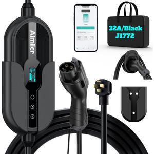 AIMILER Level 2 Electric Vehicle (EV) Charger(WIFI APP/Plug-play), 32A, 25ft Cable ETL Certified, 220V-240V NEMA 14-50P Plug EVSE w/ J1772 Connector, Portable EV Car Charging Stations for Home Level 2 (Black)