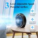 Minthouz Portable Desk Fan 180° Rotation USB Rechargeable Battery Operated Silent Hanging Hook 1800mAh 3 Speed 3 Light Mini Fan for Home Office Outdoor Black