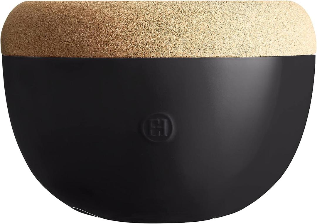 Emile Henry Deep Ceramic Food Storage Bowl, 10.6 x 7.3in, Black Truffle, 10.6" 
