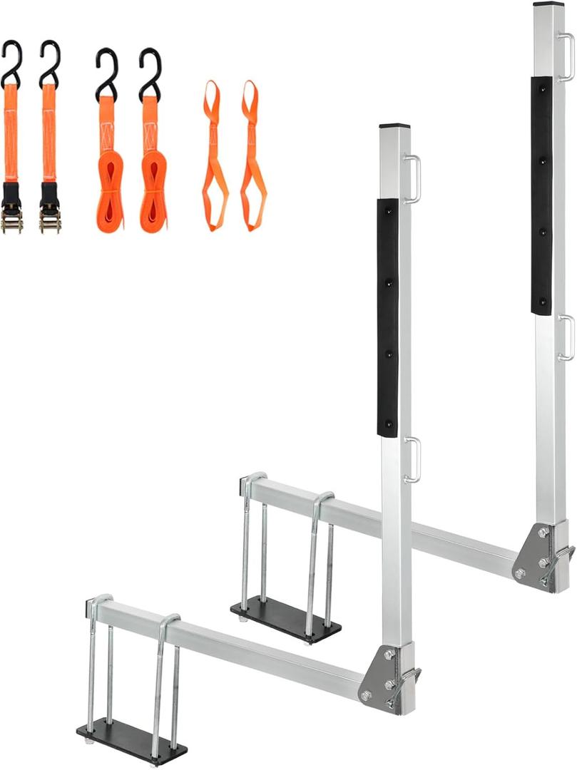 Aluminum RV Tote Tank Carrier, Foldable Rust-Proof RV Bumper Mount Tote Tank Holder with 2 Extra Premium Ratchet Straps, Fit Max 4.5" Bumper