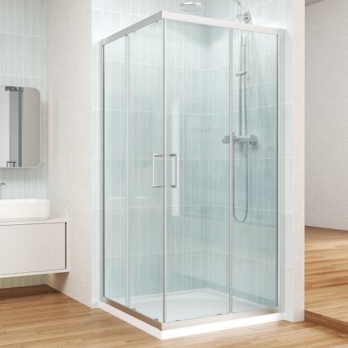 Corner Shower Door 36" x 36" x 72", Glass Shower Enclosure, Brushed Nickel | 1/4" SGCC Tempered Glass, Double Sliding, Magnetic Waterproof Seals, Easy Clean, Adjustable Width, Shower Base Not Included