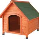TRIXIE Natura Cottage Dog House Outside Dog House for Large Dogs with Weatherproof Sealer & Peaked Roof, Wooden Dog House with Adjustable Legs for Large Dogs 40 x 33 x 34.5 in Brown)