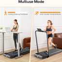 Walking Pad Under Desk Treadmill, Portable Compact Electric Walking Treadmill with Foldable Handle Bar, Quiet Fitness Machine with Remote Control & LED Display for Home Office, Black
