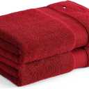 Bath Towel Set, Absorbent Cotton Terry with Zero Twist, Medium Weight, Oeko-Tex Certified (Modern American Red, 2 Piece)