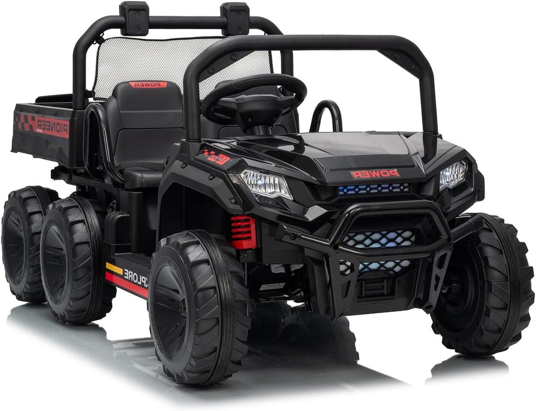 24V Electric Ride-on Dump Truck for Kids, 4WD Ride-On Car for Kids, 2-Seater UTV with Remote Control, Off-Road Electric Vehicle for Boys & Girls Outdoor Play
