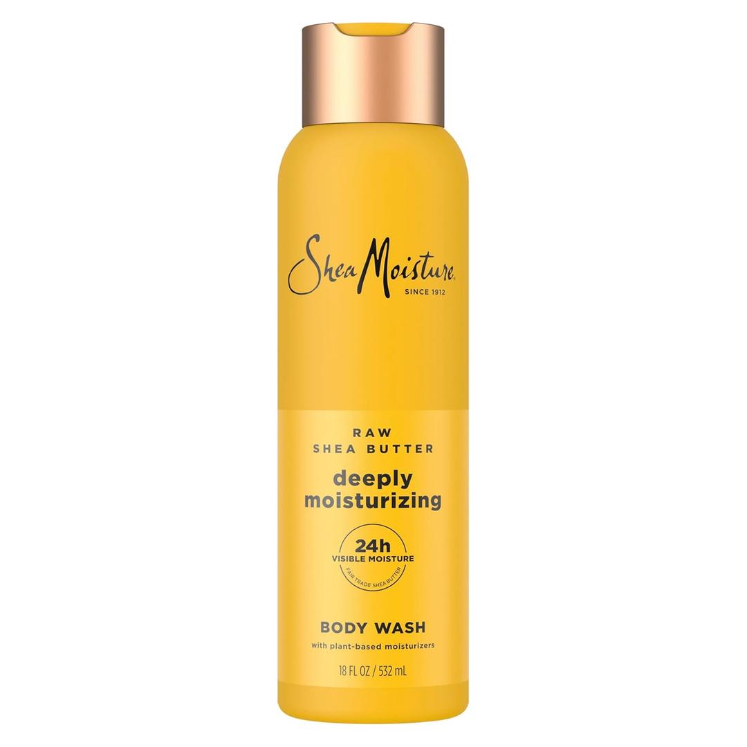 Sheamoisture Raw Shea Butter Body Wash Moisturize And Restore Deeply Moisturizing Body Wash For 24H Visible Moisture For Healthy, Glowing Skin 18 Oz
