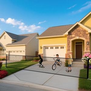 Driveway Safety Net for Kids 20FT Wide 40Inch Tall - Driveway Guard Barrier Net Fence with Upgraded Ground Stakes and Reflective Strips, Driveway Gate Mesh Ball Stopper Netting for Outdoor Backyard