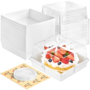 Kucoele 7 x 7 x 4 Inches White Paper Cake Boxes with Clear Lids, 20 Pack Square Charcuterie Boxes Disposable To Go Food Containers for 4-6 Inch Cake, Jumbo Cupcakes, Bakeries