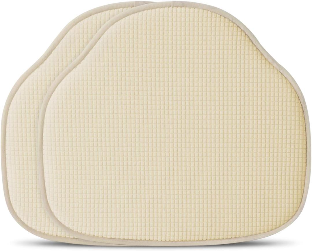 Shinnwa Windsor Chair Cushions 2 Pack, Non Slip Chair Pads for Dining Room, Farmhouse Kitchen Seat Cushion, Set of 2, 17 x 15.5 inches, Beige (Cream)