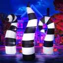 Leyndo 3pcs Halloween Sandworm Inflatables Decoration 6 ft Light Giant Yard Lawn Snake Decor with Build in LED Sandworm Blow up Yard Spooky Decoration Halloween Outdoor Indoor Decor
