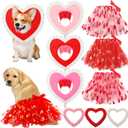 9 Pcs Valentines Dog Costume, Dog Valentines Outfit Including Heart Shaped Rope Toy Hearts Pet Hat and Sequin Tutu Skirt for Pet Holiday Birthday Wedding Party(Small)