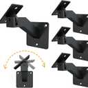 Adjustable Handrail Brackets - Heavy Duty Stair Railing Brackets with Screws, Black Carbon Steel, Wall Mounted for Staircases, Home or Offices (4)