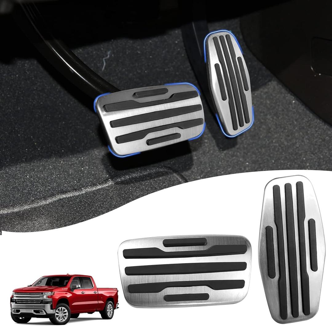 TTCR-II for Chevy Silverado 1500 Pedal Covers 2019-2025, Compatible with GMC Sierra Pedals 2019-2025, for Yukon Racing Pedal 2021-2024 Suburban and 2021-2024 Tahoe (Auto, 2Pcs)