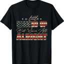 Little Messed Up But We're Alright Vintage USA Flag T-Shirt (Small, Black)