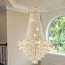 Luxury Gold Crystal Chandeliers 12 Lights Modern Chandelier for High Ceilings Large Pendant Light Fixture Foyer Staircase Hallway Entryway Living Room Hall Lobby 36" H x 23.5" D, Round H36"