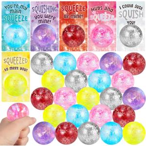 24 Pack Valentines Day Cards for Kids School with Stress Balls, Valentine's Day Gifts for Kids Party Favor, Classroom Exchange Prizes, Valentines Day School Exchange Gifts