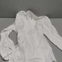 Women Long Sleeve Button Down Shirt Tie Back Cinched Waist Lapel Collar Corset Blouse Work Casual Dressy Tunic Shirt (Small, White)