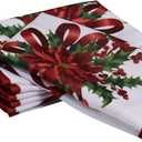 Kadut Christmas Ribbon Tablecloth (60 x 102 Inch) for 6 Foot Rectangle Tables, Heavy Duty Fabric, Stain Proof Xmas Ribbon Table Cloth for Harvest, Holiday, and Fall, & Christmas Dinner.