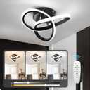 CANEOE Black Hallway Ceiling Light Fixtures 24W Dimmable LED Ceiling Light with Remote Control Modern Flush Mount Ceiling Lights for Bedroom Bathroom Kitchen Balcony Stair Aisle Ceiling Lamp
